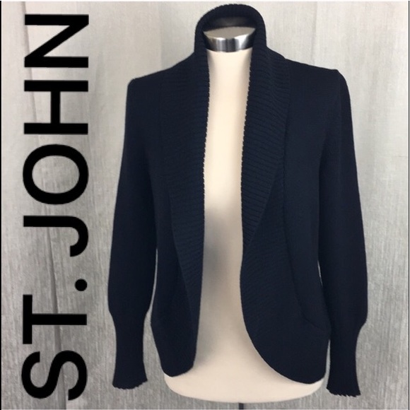 St. John Sweaters - ⭐️ ST. JOHN BLACK KNIT CARDIGAN 💯AUTHENTIC